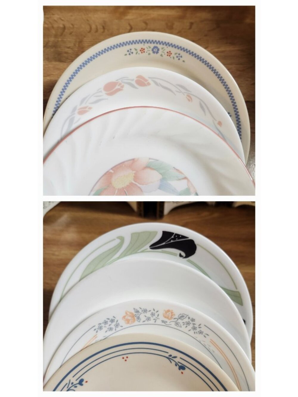 7- Mismatched Corelle Bread Cake Side Plates 6.75-7.25" Set of Seven